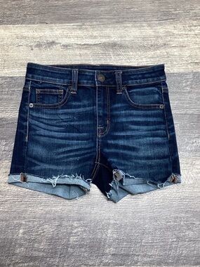 American Eagle Outfitters Dark Blue Distressed Denim Shorts